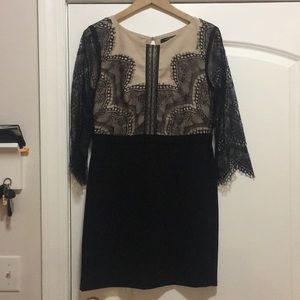 Forever21 beige dress with black lace size L